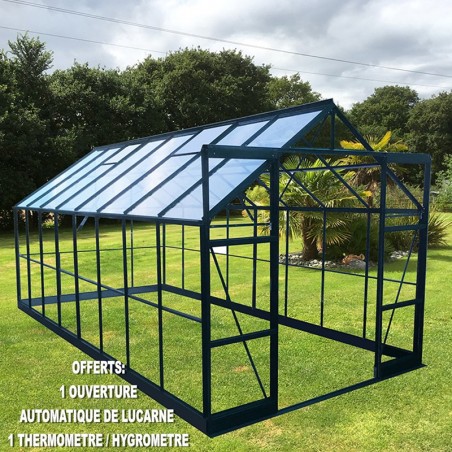 Jade Serre 11,80m2 in grün lackiertem Aluminium und gehärtetem Glas mit Basis