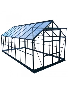 Jade Serre 11,80 m2 in grün lackiertem Aluminium und gehärtetem Glas mit Himmelsboden mein Garten