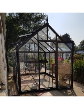 Janssens Eos Junior kas, zwart gelakt aluminium met gehard glazen voet