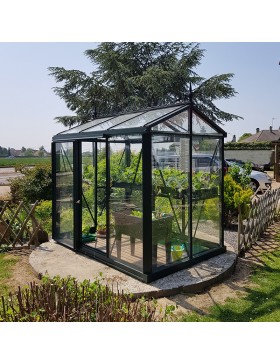 Janssens Helios Urban kas van 3,82 m² in gelakt aluminium en gehard glas met sokkel