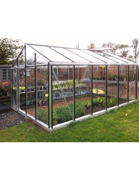 Janssens Helios Senior Kas in natuurlijk aluminium en gehard glas met voet