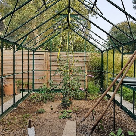 innen Jade 10,40m2 grün lackiertes Aluminium und gehärtetes Glas mit Basis