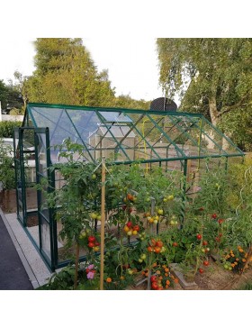 Jade Serre 10,40m2 in grün lackiertem Aluminium und gehärtetem Glas mit Basis