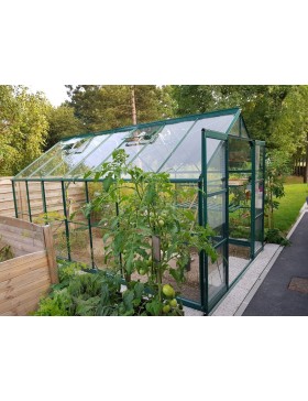 Jade Serre 10,40m2 in grün lackiertem Aluminium und gehärtetem Glas mit Basis