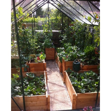 innen Jade Serre 6,00 m2 in grün lackiertem Aluminium und gehärtetem Glas mit Himmelsboden mein Garten