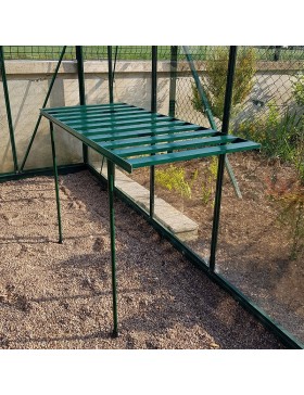 Opvouwbare tafel, gelakt groen aluminium, uitgevouwen, hemelsblauw, mijn tuin