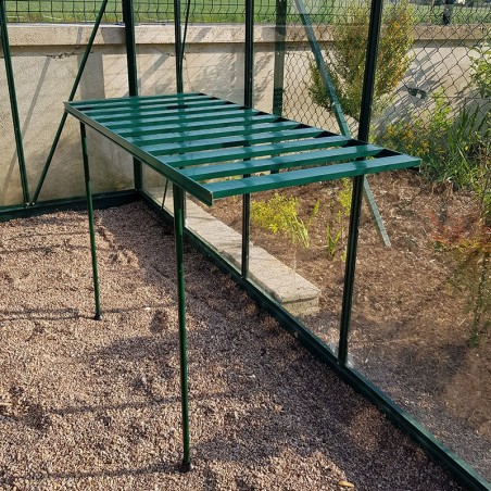 Opvouwbare tafel, gelakt groen aluminium, uitgevouwen, hemelsblauw, mijn tuin