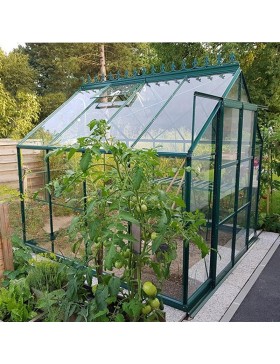 Promotiepakket #2 - Jade 6.05m vierkante kas in groen gelakt aluminium en gehard glas met voet