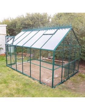 Promotiepakket #1 Jade 8,90m² Kas in groen gelakt aluminium en gehard glas met voet
