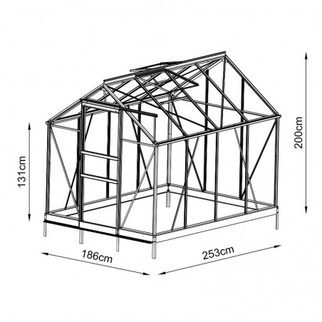 abmessungen Opal Serre 4,70m2 in grün lackiertem Aluminium und gehärtetem Glas Himmel mein Garten