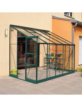 Promotiepakket #1 - Rubis 6m² aanbouwkas in groen gelakt aluminium en gehard glas met voet