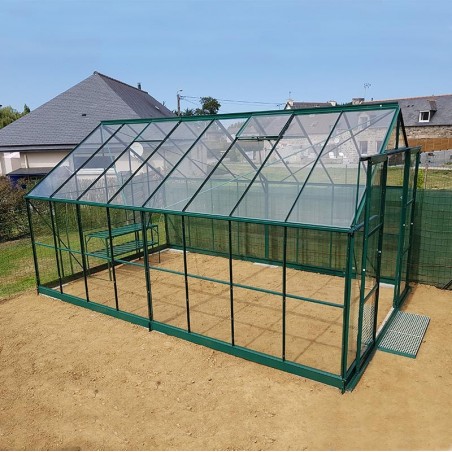 Promotiepakket #1 - Saffierkas 14,60 m² in groen gelakt aluminium en gehard glas met voet