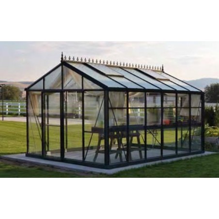 Janssens Helios Master 10,8m² kas in gelakt aluminium en gehard glas met sokkel