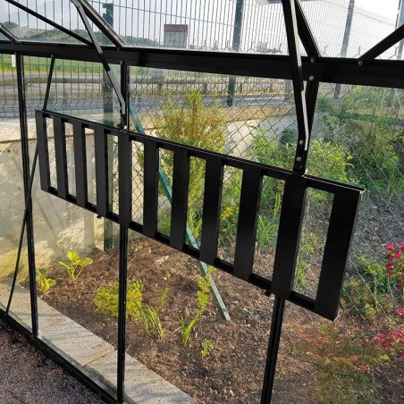 Opvouwbare plank, zwart gelakt aluminium
in opgevouwen toestand