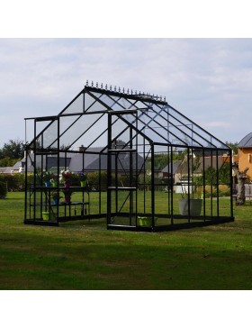 Promotiepakket #1 - Saphir 9,10m² Kas in zwart gelakt aluminium en gehard glas met voet