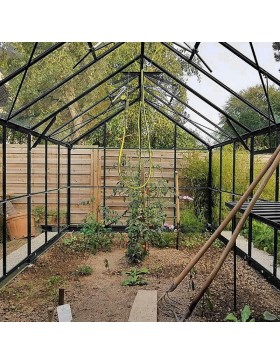 innenausstattung Jade Serre 10,40m2 in schwarz lackiertem Aluminium und gehärtetem Glas mit Basis