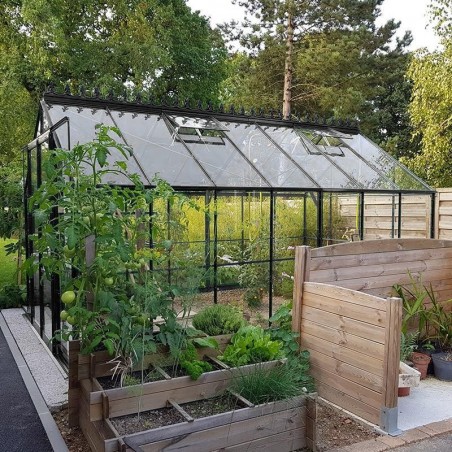 Promo Pack #1 - Jade 10,40 m² Kas in zwart gelakt aluminium en gehard glas met voet