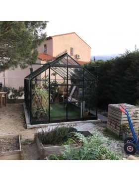 Paket Promo n°2 - Jade Serre 10,40 m2 in schwarz lackiertem Aluminium und gehärtetem Glas mit Basis