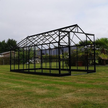 Jade Serre 11,80 m2 in schwarz lackiertem Aluminium und gehärtetem Glas mit Himmelsboden mein Garten