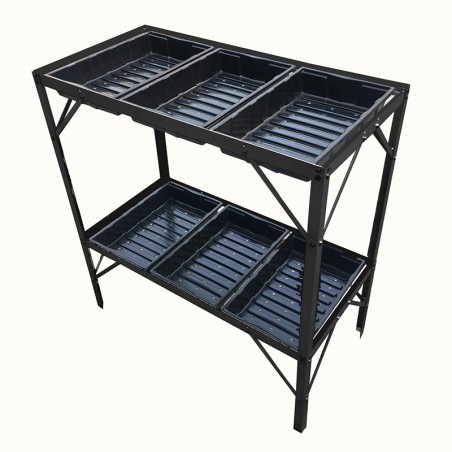 Zaaitafel met 6 laden en zwart gelakt aluminium frame