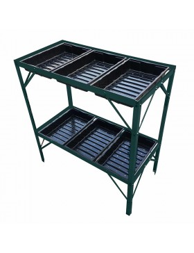 Zaaitafel met 6 laden en groen gelakt aluminium frame