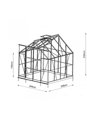 dimensions Serre carrée Jade 6.05m² en aluminium laqué noir et verre trempé  avec base