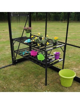 Tisch zwei Schalen für schwarz lackiertes Aluminium Garten Gewächshaus