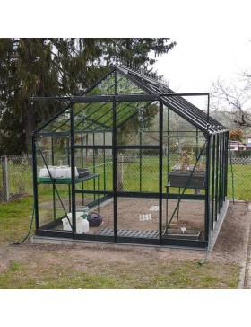 Promotiepakket #2 - Jade 8,90m² kas in zwart gelakt aluminium en gehard glas met voet