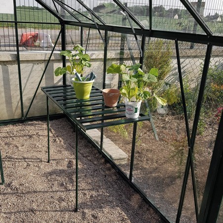 Opklapbare tafel in zwart gelakt aluminium met bloemen