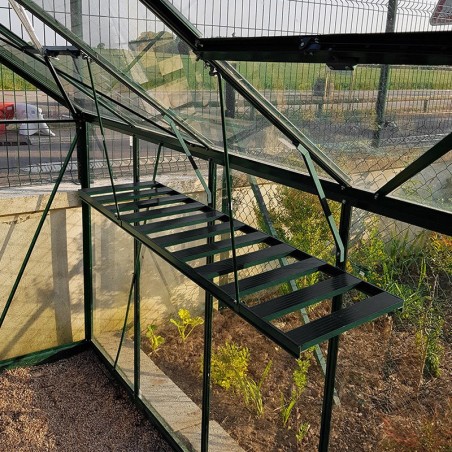 Schwarz lackierter Aluminium Klapptisch und Tablette