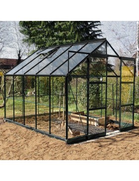 Jade Serre 7,50 m2 in schwarz lackiertem Aluminium und gehärtetem Glas mit Himmelsboden mein Garten