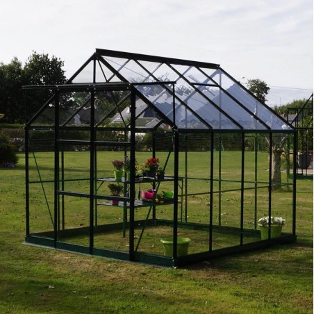 Jade Serre 6,00 m2 in schwarz lackiertem Aluminium und gehärtetem Glas mit Himmelsboden mein Garten