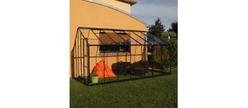 Promotiepakket #2 - Rubis 8,40m² aanbouwkas in zwart gelakt aluminium en gehard glas met voet