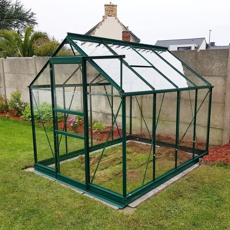 Opal Serre 4,70m2 in grün lackiertem Aluminium und gehärtetem Glas Himmel mein Garten