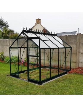 Pack promo n°1 - Opale 4,70m2 in schwarz lackiertem Aluminium und gehärtetem Glas mit Himmelsboden mein Garten