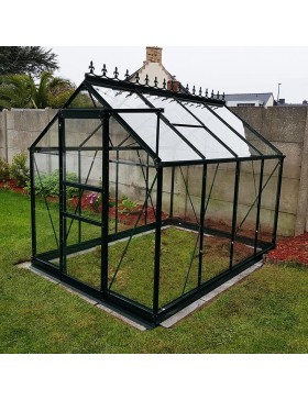 Serre Opale 4,70m² en aluminium laqué noir et verre trempé ciel mon jardin