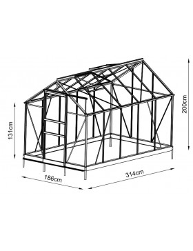Opale kas afmetingen: 5,80 m², gemaakt van groen gelakt aluminium en gehard glas, hemelsblauw, mijn tuin