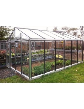 Janssens Helios Senior Kas in natuurlijk aluminium en gehard glas met voet