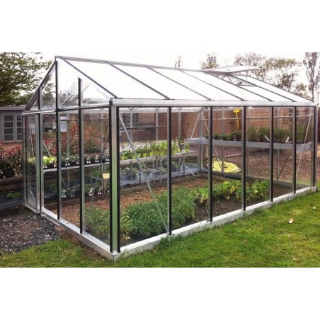 Janssens Helios Senior Kas in natuurlijk aluminium en gehard glas met voet