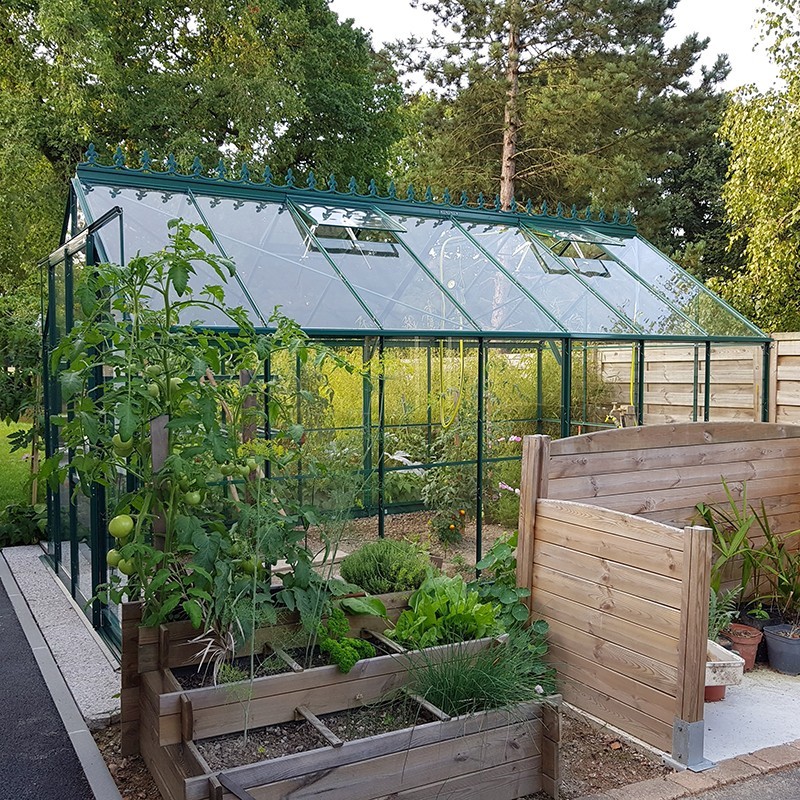 Promo Pack #3 - Jade 10,40 m² Kas in groen gelakt aluminium en gehard glas met voet