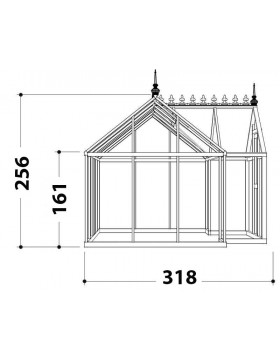 Kasschets Eos Junior T, 11,40m², Janssens zwart gelakt aluminium en gehard glas met sokkel