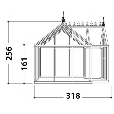 Kasschets Eos Junior T, 11,40m², Janssens zwart gelakt aluminium en gehard glas met sokkel