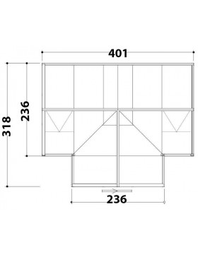 Kasschets Eos Junior T, 11,40m², Janssens zwart gelakt aluminium en gehard glas met sokkel