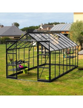 Pack Promo n°4 - Serre Jade 11,80 m² en aluminium laqué noir et verre trempé avec base