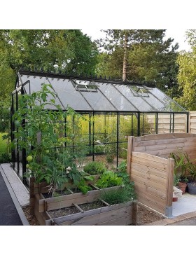 Paket Promo n°3 - Jade Serre 10,40 m2 in schwarz lackiertem Aluminium und gehärtetem Glas mit Basis