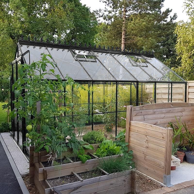 Promo Pack #3 - Jade 10,40 m² Kas in zwart gelakt aluminium en gehard glas met voet