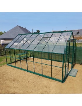 Pack promo n°3- Saphir Serre 14,60m2 in grün lackiertem Aluminium und gehärtetem Glas mit Basis