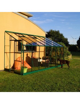 Promotiepakket #3 - Rubis 8,40m² aanbouwkas in groen gelakt aluminium en gehard glas met voet