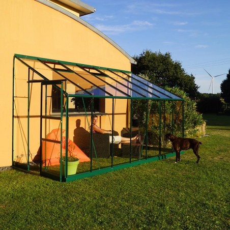 Pack promo n°3 - Rubis 8,40m2 in grün lackiertem Aluminium und gehärtetem Glas mit Basis