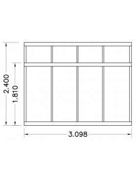 Schets 2: Helios Seniorenkas 7,30m² Janssens natuurlijk aluminium en gehard glas met sokkel